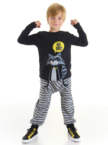 Denokids 2-delige outfit "Raccoon Boy" zwart/grijs