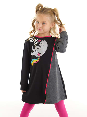 Denokids Kleid "Love Cats" in Schwarz/ Anthrazit