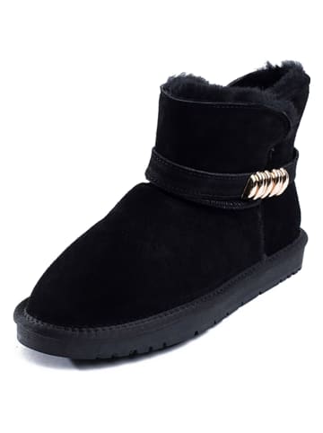 NICEBAY Skórzane botki zimowe "Jaden" w kolorze czarnym