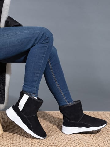 NICEBAY Leren winterboots "Staff" zwart/wit