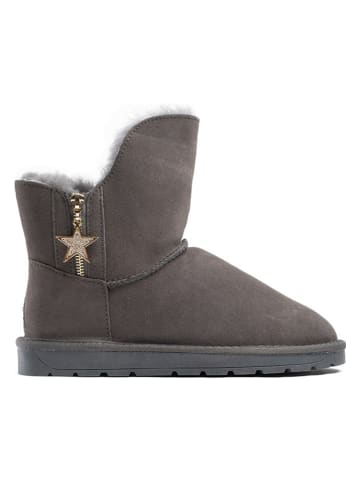 NICEBAY Leder-Winterboots "Pompon" in Anthrazit