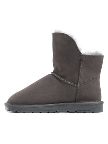 NICEBAY Leder-Winterboots "Pompon" in Anthrazit
