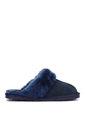 NICEBAY Pantoffels met schapenvacht "Emila" donkerblauw