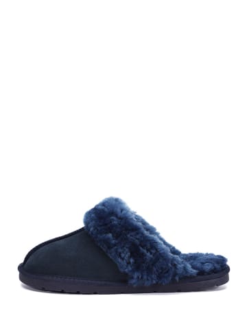 NICEBAY Pantoffels met schapenvacht "Emila" donkerblauw
