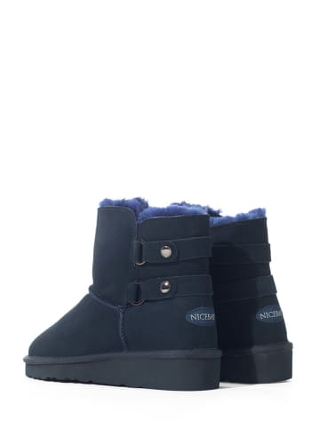 NICEBAY Leren winterboots "Sheeba" donkerblauw