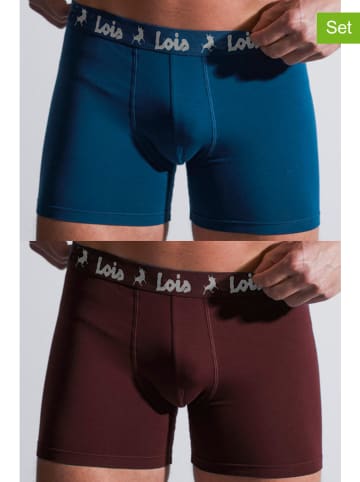 admas 2er-Set: Boxershorts in Dunkelblau/ Braun