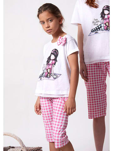 admas Pyjama in Weiß/ Rosa
