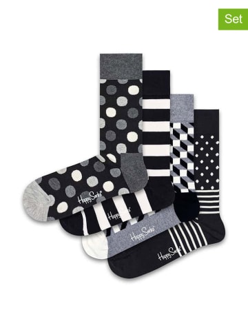 Happy Socks 4-delige geschenkset: "Classic Black and White" wit/zwart