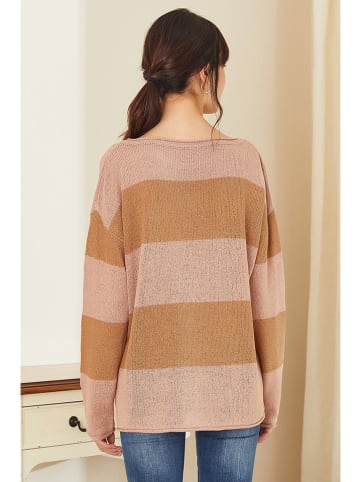 Milan Kiss Sweter w kolorze różowo-brązowym
