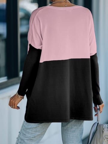 Milan Kiss Sweter "Kihanne" w kolorze czarno-jasnoróżowym