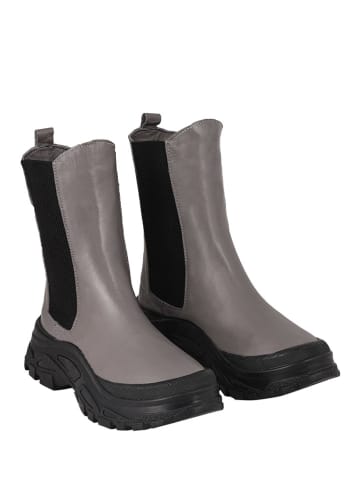 Noosy Leder-Chelsea-Boots in Grau
