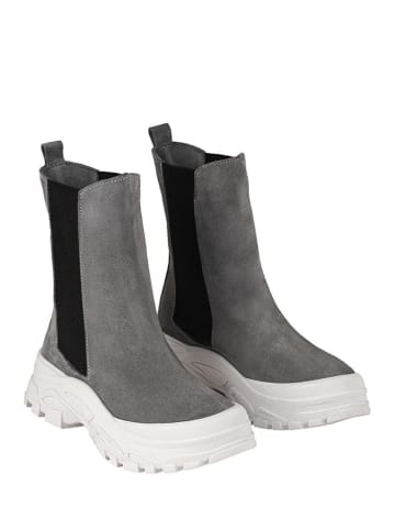 Noosy Leder-Chelsea-Boots in Grau