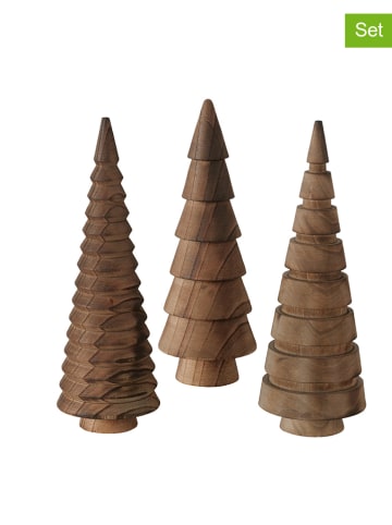 Boltze 3-delige set: decoratieve objecten "Abiola" bruin - (H)23 cm