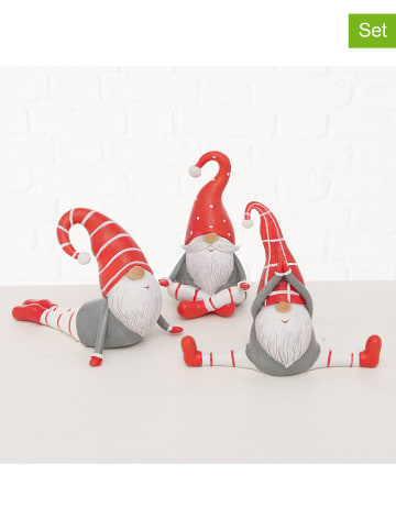 Boltze Dekoracyjne figurki (3 szt.) "Lucky" w kolorze szaro-czerwonym - 20 x 16 cm