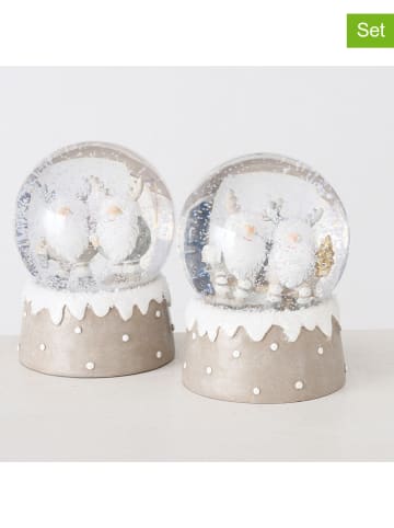Boltze 2-delige set: sneeuwballen "Devid" beige - (H)13 x Ø 10 cm