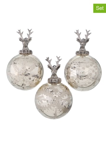 Boltze Kerstballen "Sainte" zilverkleurig - 3 stuks
