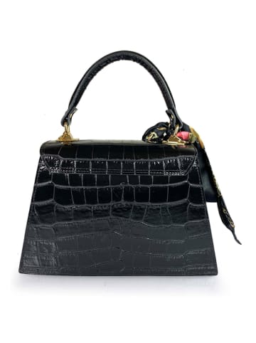 Lia Biassoni Leder-Henkeltasche "Troina" in Schwarz - (B)22 x (H)24 x (T)9 cm