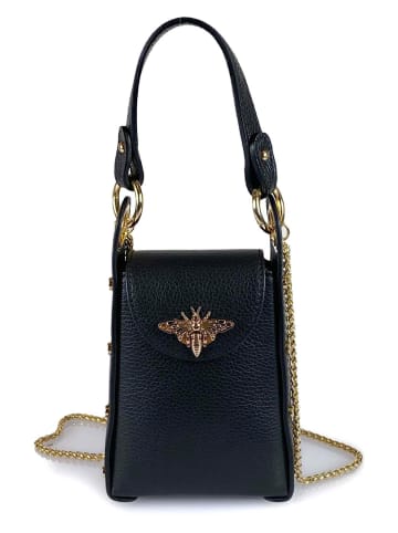 Mila Blu Leder-Handytasche "Rododendro" in Schwarz - (B)12 x (H)17 x (T)6 cm