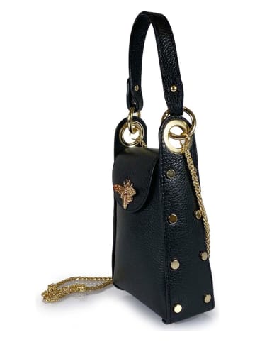 Mila Blu Leder-Handytasche "Rododendro" in Schwarz - (B)12 x (H)17 x (T)6 cm
