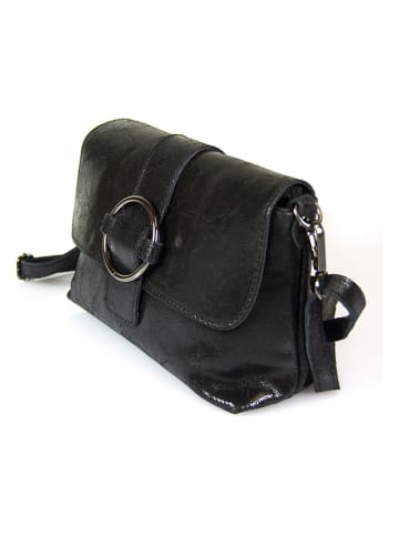 Mila Blu Leder-Umhängetasche "Ginestra" in Schwarz - (B)21 x (H)16 x (T)7 cm