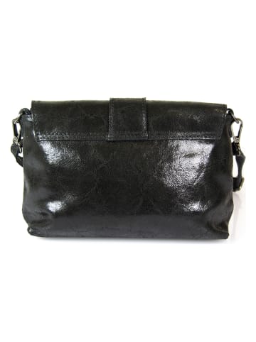 Mila Blu Leder-Umhängetasche "Ginestra" in Schwarz - (B)21 x (H)16 x (T)7 cm
