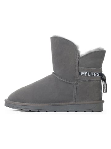 NICEBAY Leren winterboots "Zaria" grijs