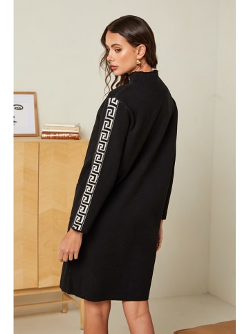 Soft Cashmere Sukienka w kolorze czarno-beżowym