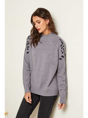 Soft Cashmere Pullover in Grau/ Schwarz