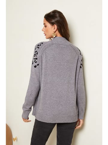 Soft Cashmere Pullover in Grau/ Schwarz