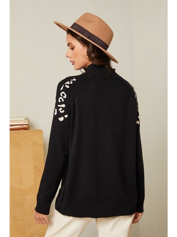 Soft Cashmere Pullover in Schwarz/ Beige