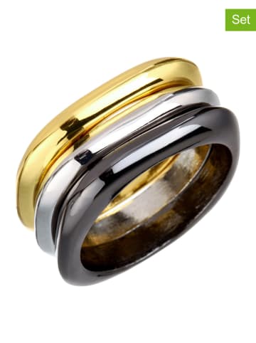 MENTHE À L'O 3-delige set: zilveren ringen