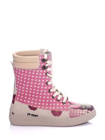 Streetfly Boots in Beige/ Pink/ Bunt