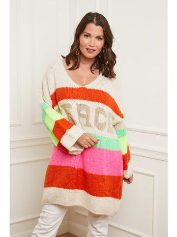 Curvy Lady Sweter w kolorze kremowym ze wzorem