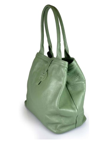 Lia Biassoni Skórzana torebka w kolorze zielonym - 38 x 22 x 6 cm
