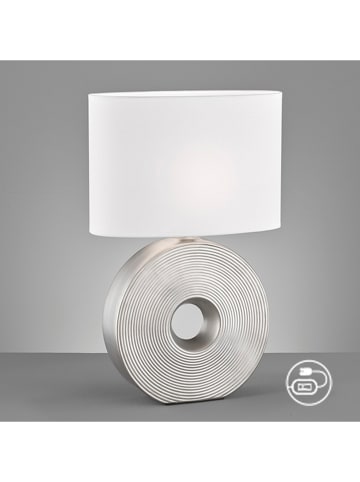 FISCHER & HONSEL Lampa stołowa "Eye" w kolorze srebrno-białym  - 34 x 53 x 17 cm