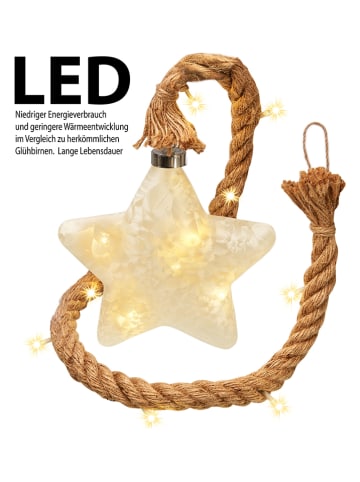 AMARE LED-Dekohänger in Hellbraun/ Creme - (H)18 x Ø 18 cm