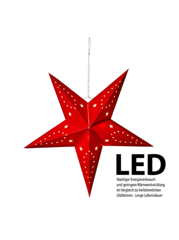 AMARE Papierowa gwiazda LED w kolorze czerwonym - 45 x 45 cm