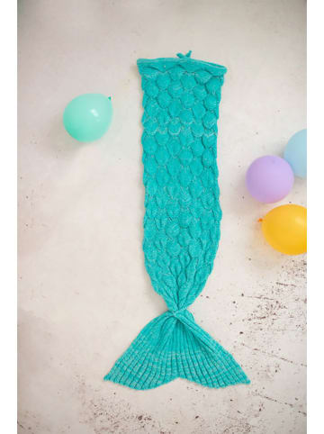 Crochetts Koc "Mermaid" w kolorze turkusowym - dł. 90 cm