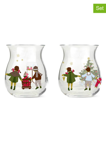 Holme Gaard 2er-Set: Teelichthalter "Holmegaard" in Transparent/ Bunt - (H)7,5 x Ø 7 cm