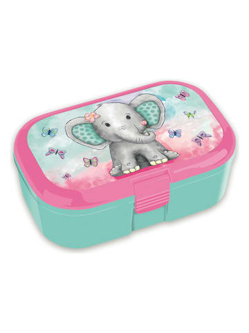 Lutz Mauder Brotdose "Elefant" in Türkis/ Rosa - (L)16,5 x (B)10,5 x (H)6,5 cm