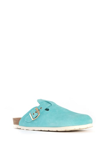 BAYTON Leren pantoffels "Milky" turquoise