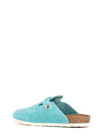 BAYTON Leren pantoffels "Milky" turquoise