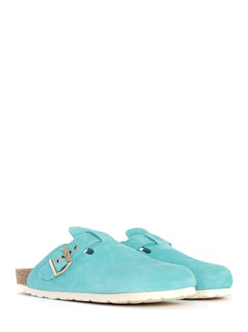 BAYTON Leren pantoffels "Milky" turquoise