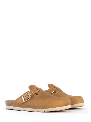 BAYTON Leren pantoffels "Milky" camel