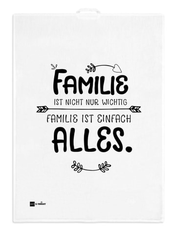 ppd Theedoek "Familie" wit - (L)70 x (B)50 cm