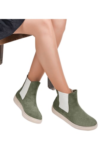 Moosefield Leren chelseaboots groen
