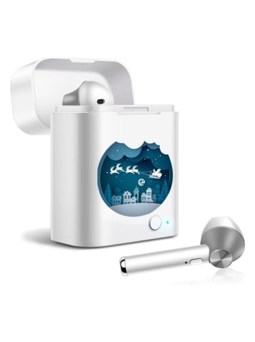 SmartCase Bluetooth-In-Ear-Kopfhörer "Boule de Noël" in Weiß/ Blau