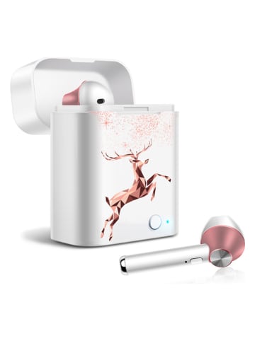SmartCase Słuchawki In-Ear Bluetooth "Cerf" w kolorze biało-jasnoróżowym