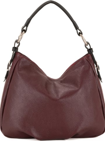 Anna Morellini Leder-Schultertasche "Noemi1" in Bordeaux - (B)30,5 x (H)26 x (T)9 cm