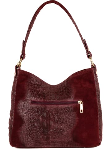 Anna Morellini Leren schoudertas "Linda" bordeaux - (B)29 x (H)24 x (D)8 cm